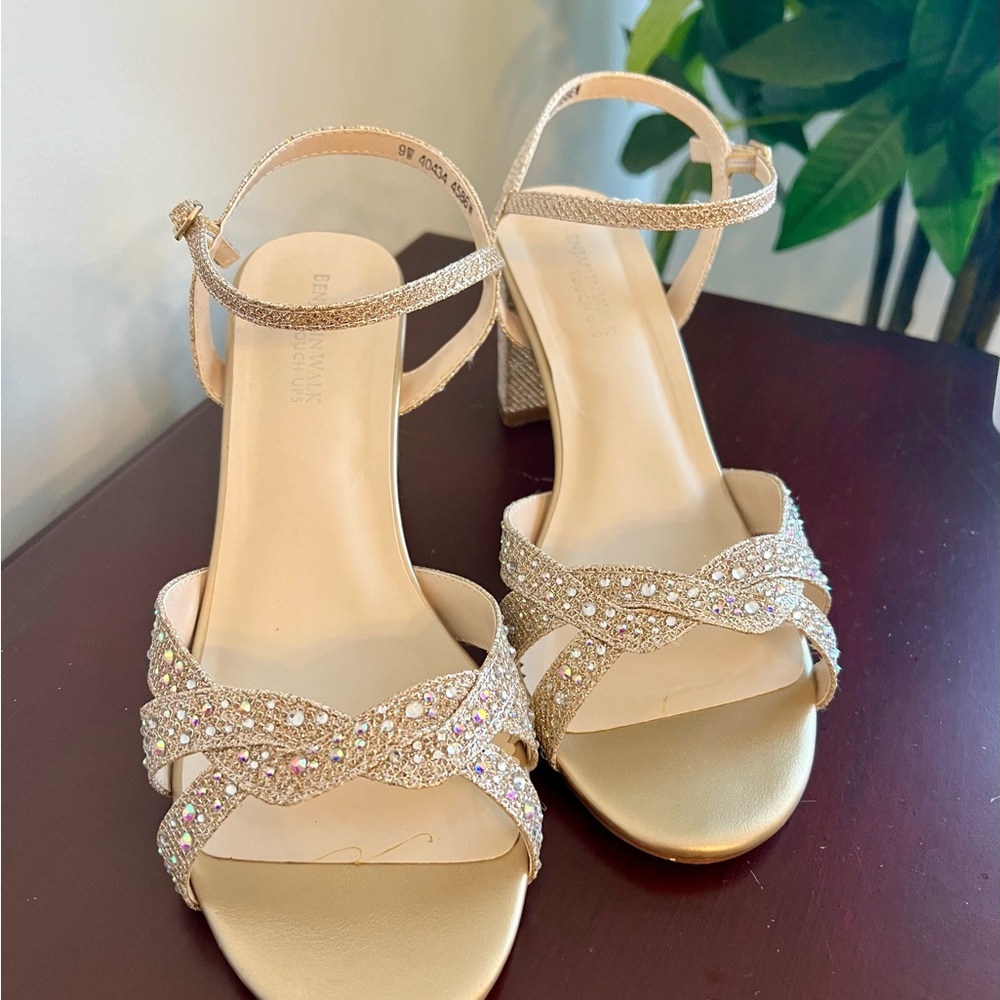 Woman’s Glittering Gold Heels